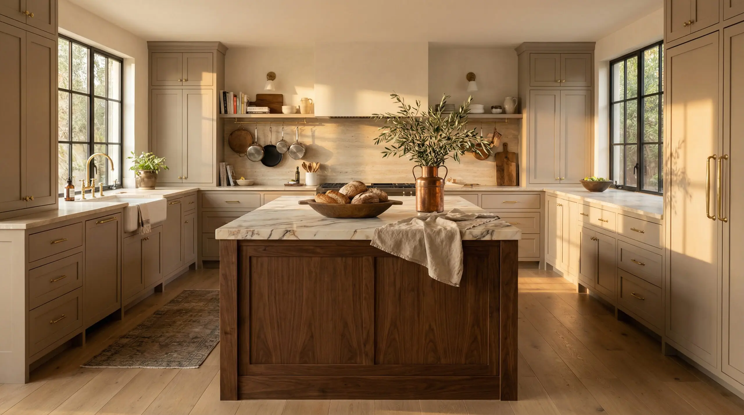 Modern modular kitchen with wooden island