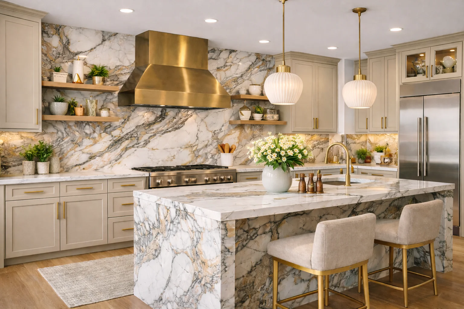 Luxury marble modular kitchen design