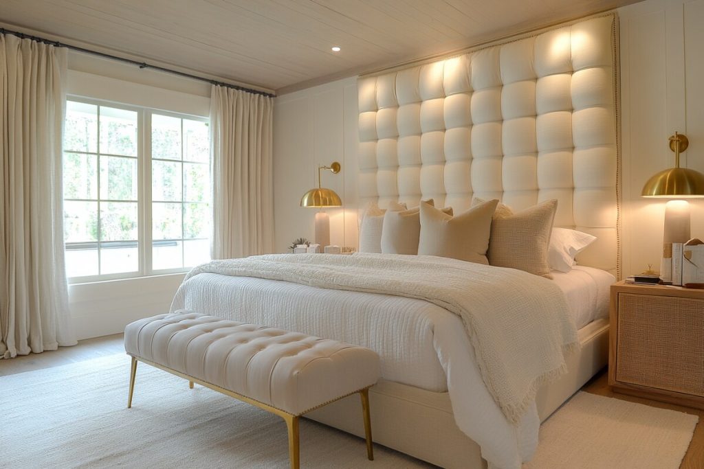White Bedroom with Gold Accents
