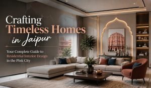 Residential Interior Design in Jaipur – Elegant Living Room with Modern and Traditional Style
